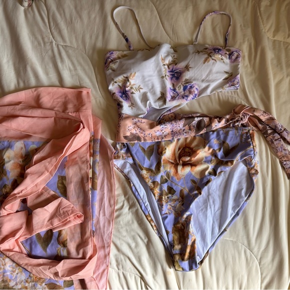 Floral Strapless Swimsuit and Wrap Skirt Set - Picture 5 of 6